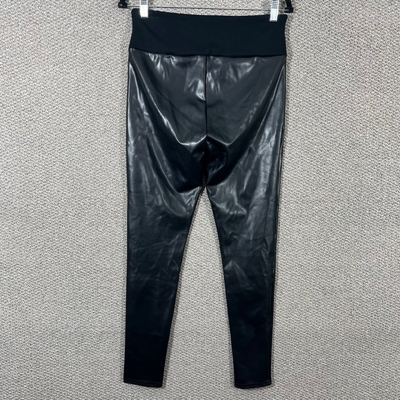 Red Hot Spanx Leggings Womens Large Black Faux Leather Pull On High Rise Stretch - Picture 5 of 10